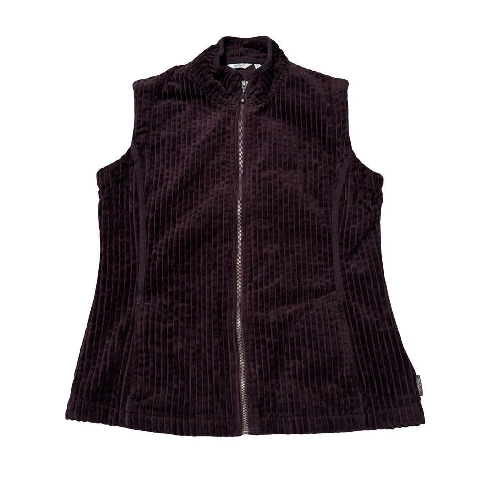 Vintage Woolrich Ribbed Corduroy Full Zip Vest Dark Red Women's Small 18x25